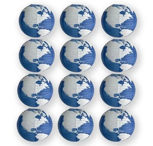 12 PACK | 16" World Earth Globe Paper Lantern - Picture 1 of 4