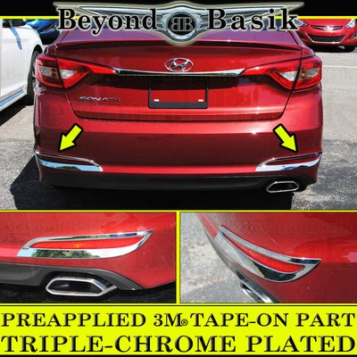 Cubiertas de parachoques trasero inferior cromadas para Hyundai Sonata 2015 2016 2017 Foto 1 de 4