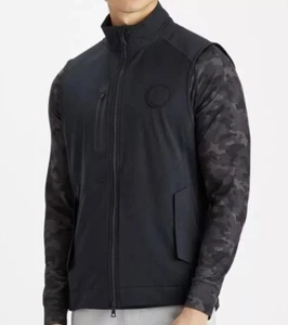 G/Fore Golf Men's Full Zip Vest Water Repellent Black Onyx Size Medium M NEW - Picture 1 of 11