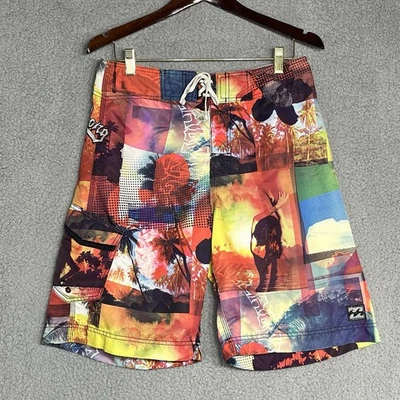"Bañador Billabong de Colección Pantalones Cortos de Tabla Hombres 31 Y2K Calavera Gráfico Bordado 10""" Foto 1 de 4