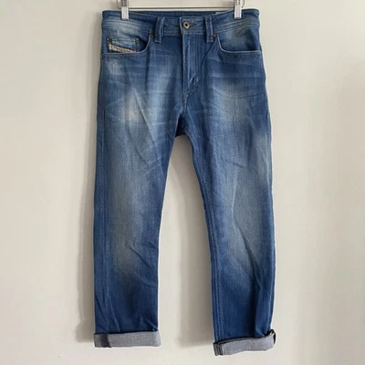 Jeans Diesel Masculino 27x30 Azul Thavar Slim Washout Distress Fit 30x28 - Imagem 1 de 4