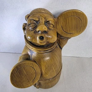 Statuina simbolo vintage legno piccolo monaco/sacerdote musicista rara senza marchio rifinita - Foto 1 di 20