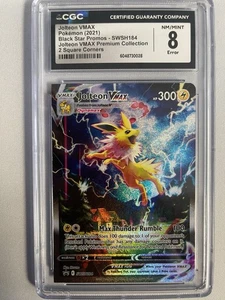Jolteon VMAX Promo SWSH184 Sword & Shield Pokemon Slab CGC 8 Error Square Cut - Picture 1 of 2