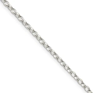2.5mm Sterling Silver Solid Oval Rolo Chain Anklet, 9 Inch - Picture 1 of 7