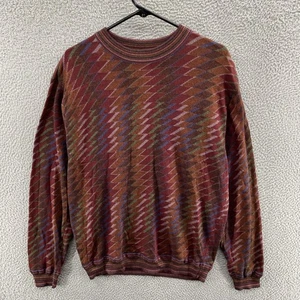 Jhane Barnes Sweater Mens XL Multicolor Silk Blend Geometric Jacquard Crewneck - Picture 1 of 9