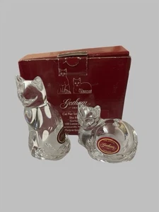 Gorham Crystal Clear Cat Salt & Pepper Shakers Made By Lenox New - Picture 1 of 3