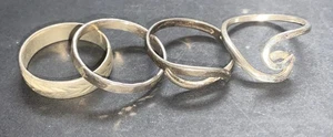 PLATA ESTERLINA 925 Lote Anillos A29 Talla 11 10 8 Modesta Banda Remolino Martillado Grabado - Imagen 1 de 11