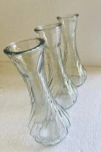 Set of  18 Glass Clear Swirl 6" Bud Vase Model 4064 # 1, 16, 11 - Picture 1 of 5