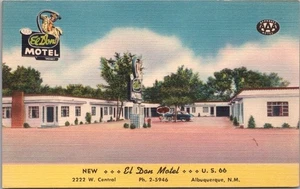 c1950s ALBUQUERQUE, New Mexico Postcard EL DON MOTEL Highway ROUTE 66 Linen - Picture 1 of 2