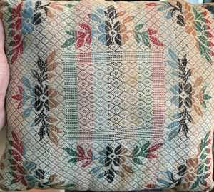 Primitive Small Pillow Vintage Antique Coverlet Pillow Accent Pillow - Picture 1 of 7