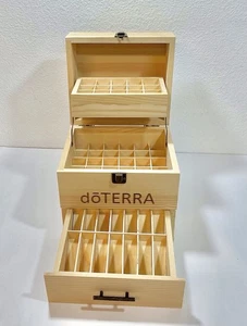 Caja de almacenamiento de madera de 3 secciones DoTERRA para botellas y rodillos de aceites esenciales - NUEVA - Imagen 1 de 14