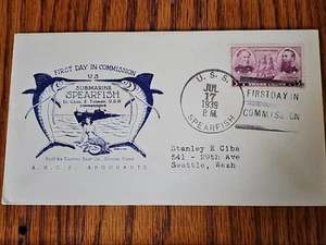 1939 USS SPEARFISH First Day Commission Cover FDC - Argonauts Mermaid ANCS Hesse - Picture 1 of 8