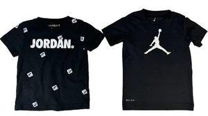 2 Lot Nike Jordan Shirts Sz 4 Black Cotton, Black Dri-Fit Jumpman - Picture 1 of 8