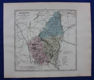 Mapa antiguo original ARDÈCHE, FRANCIA, AUVERNIA-RÓDANO-ALPES, Le Vasseur, 1878 - Imagen 1 de 4