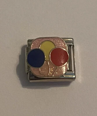 Globos de colores - Fondo rosa brillante - Eslabón de 9 mm para pulsera italiana con dije Foto 1 de 4