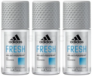 3 ADIDAS MEN FRESH 48H Dry Freshness Antiperspirant Roll On Deodorant 50ml - Picture 1 of 4