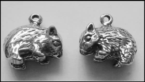 PEWTER CHARM #282 x 2 WOMBATS (13mm x 12mm) AUSSIE 3D design pendants - Picture 1 of 4