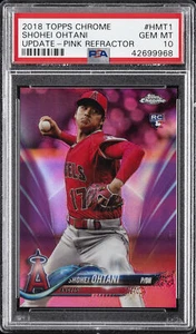 2018 TOPPS CHROME UPDATE PINK REFRACTOR #HMT1 SHOHEI OHTANI ROOKIE RC PSA 10 - Picture 1 of 2