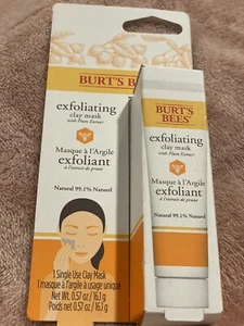 NEW Burt’sBees EXFOLIATING CLAY MASK .57oz Plum Extract refines pores NIB - Picture 1 of 1
