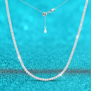 2mm D Color VVS1 Moissanite Women Tennis Chain Necklace S925 Silver Pass Tester - Picture 1 of 19