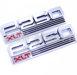87 88 89 90 91 F-250 XLT 2pc Fender Emblem Nameplate Badge Side F250 Logo - Picture 1 of 2