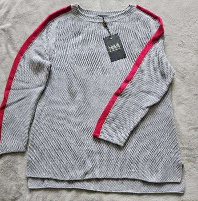 Barbour International Women's Cotton Knitted Jumper Grey/Red Size 10 BNWT - Image 1 of 4