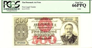 TIM PRUSMACK ART NOTE $500 SILVER DOLLARS PCGS 66 GEM UNCIRCULATED - STUNNING! - Picture 1 of 1