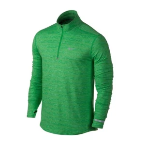 NIKE DRI-FIT Mens Small Green Element Stripe Half-Zip Running Pull Over Jacket - Picture 1 of 4
