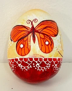 Osterei Keramik gelb rot Schmetterling Ostern Ei GK261 (2401DM56) 09/25 - Bild 1 von 3