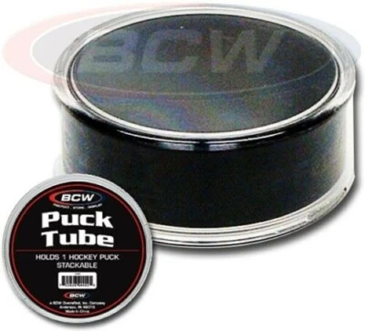 BCW Round Hockey Puck TUBE Holder Display Case Stackable For Souvenir Pucks - Image 1 of 2