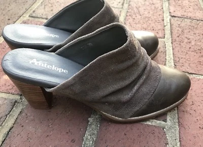 Antelope Womens Mules Clogs High Heel Slip On Shoes Brown Size 39, 7 - MRP:$189 - Image 1 of 4