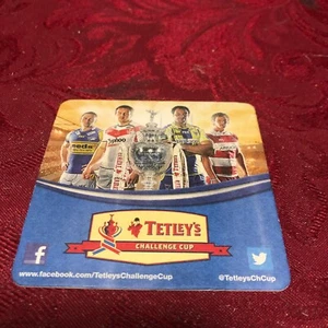 BREWERIANA - TETLEY'S - CHALLLENGE CUP - RUGBY LEAGUE - BEER MAT - TRAY55 - Picture 1 of 2