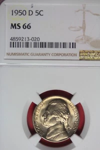 1950 D- NGC 5C MS66 JEFFERSON NICKEL #B43480 - Picture 1 of 2