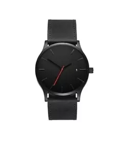 Stainless Steel Swiss-Quartz Watch w/ Leather Calfskin Strap, Black, 20 - Picture 1 of 1