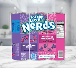 Nerds Strawberry Candy Stainless Steel Tumbler Multicolor With Straw - 20 Ounce - Picture 1 of 4