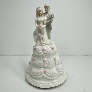 Vintage Brautpaar Porzellan 7" Figur Spieluhr Hochzeit Porzellan - Bild 1 von 12