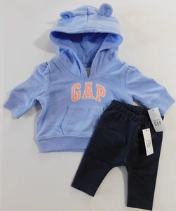 Baby Girl Boy Hoodie Pants Blue Orange Size 0- 3 Month Cotton PolyesterGap Logo - Picture 1 of 6