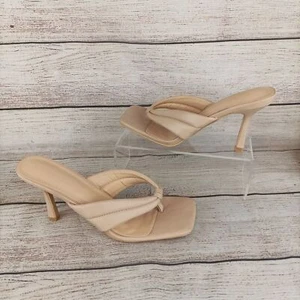 Wild Diva Womens Square Open Toe Heels Size 9 Tan Nude Sandals - Picture 1 of 10