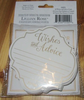 Lillian Rose 48 张愿望和建议卡新娘配件蛋壳/金色全新带包装 — 第 1/4 张图片