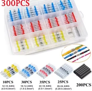 300Pcs Waterproof Solder Stick Seal Sleeve Heat Shrink Butt Wire Connectors Kit - Picture 1 of 5