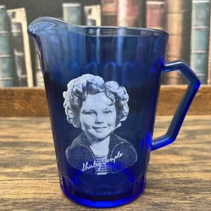 Vtg cobalt blue Shirley Temple creamer pitcher hazel atlas - Picture 1 of 9