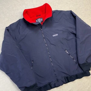Vintage Lands End Squall Jacket Mens XL Navy Blue Bomber Polartec Fleece Lined - Picture 1 of 14
