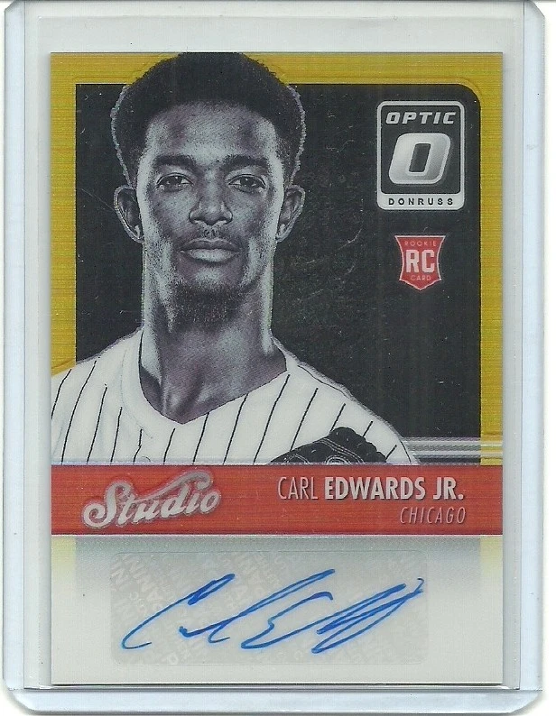 Carl Edwards Jr Donruss Optic RC Card Auto Gold Refractor Rookie Autograph /10 - Image 1 of 1
