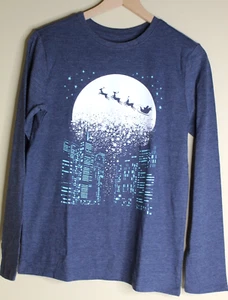 Cat & Jack Christmas Santa and Reindeer Long Sleeve T Shirt Boys Size XL (16) - Picture 1 of 6