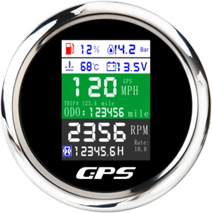 85MM 6 IN 1 Multifunction Gauge GPS Speedometer Tacho Oil Press Fuel Temp Volt - Picture 1 of 11