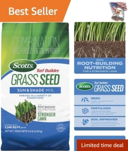 All-in-One Grass Seed and Fertilizer Mix for Lush Lawns - 745 sq. ft. - Picture 1 of 11