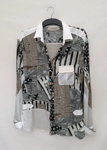 Elisa Cavaletti Shirt Womens Small Blouse Top Lagenlook Viscose Italy Abstract S - Picture 1 of 11