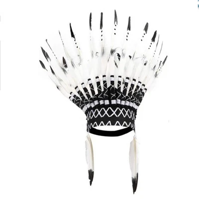 American Chief Headwear Halloween Cosplay Unisex Indian Feather Headpiece Native - Image 1 of 4