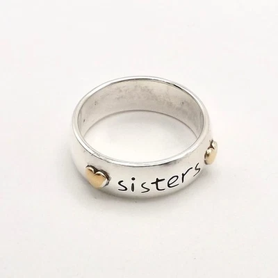 Peter камень PSCL из чистого серебра золото сердца сестры семьи любовь группы большого пальца кольцо - Изображение 1 из 4