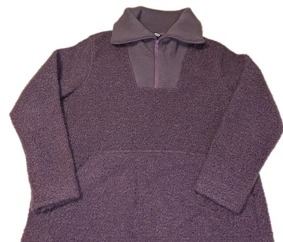 Suéter Pullover Lands’ End Sherpa Polar 1/4 Cremallera L Violeta Pesado Cálido Acogedor Usado en Excelente Condición Foto 1 de 4